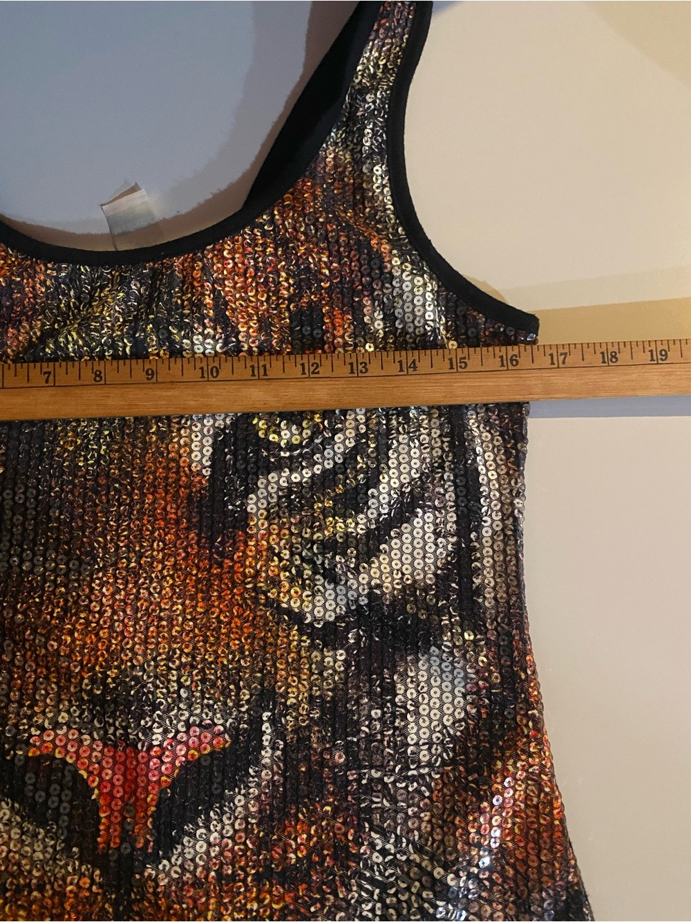 Y2k Retro Glam Maximalist Fresh Brewed Sequin Tiger Face Tank Top Size Large - Picture 5 of 6